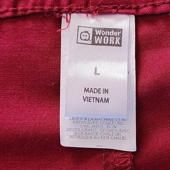 Wonder Work Mens Red Scrub Pants Drawstring Waist FSU Embroidery Large - Picture 7 of 12